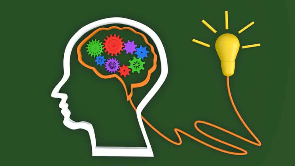 El cerebro y la idea de la lámpara signo de innovación concepto idea está empezando